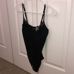 white fox black lace mesh bodysuit